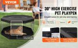 Dog Playpen 8 Panels Foldable Metal Dog Exercise Pen with Pad Cover 30"H