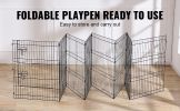 Dog Playpen 8 Panels Foldable Metal Dog Exercise Pen with Pad Cover 30"H