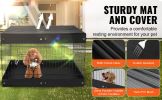 Dog Playpen 4 Panels Foldable Metal Dog Exercise Pen with Bottom Pad Cover