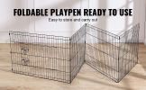 Dog Playpen 4 Panels Foldable Metal Dog Exercise Pen with Bottom Pad Cover