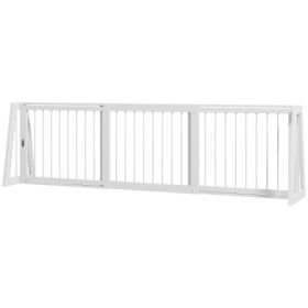 PawHut 28"-75" Freestanding Wooden Pet Gate with Support Feet & Non-Slip Mats for Indoor, Stairway, Doorway, White