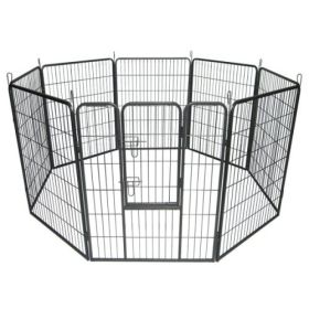 40" Dog Pet Playpen Heavy Duty Metal Exercise Fence Hammigrid 8 Panel Silver
