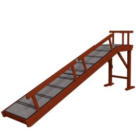 dPawHut Wooden Dog Ramp with Removable Guardrails, Non-Slip Surface, 73" Long, Brown