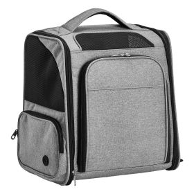 Pet Carrier Backpack, Expandable Cat Dog Carrier With Front & Back Extension, Breathable Mesh Travel Backpack For Small Dogs Cats, Soft-Sided Pet (Option: Grey)