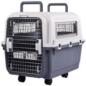 Only Supports Self Pickup  Plastic Dog Kennel, Pet Transport, Rolling Plastic Airline Approved Wire Door Travelling Dog Crate, Small-Medium-Large (Option: Medium)