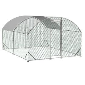 Large Chicken Coop Metal Chicken Run With Waterproof And Anti-UV Cover, Dome Shaped Walk-in Fence Cage Hen House For Outdoor And Yard Farm Use,9. (Option: Silver)
