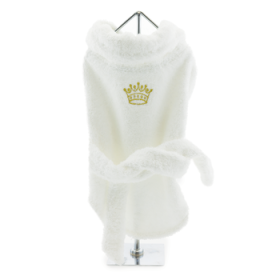 White Gold Crown Cotton Dog Bathrobe by Doggie Design (Option: X-Small)