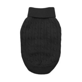 Combed Cotton Cable Knit Dog Sweater - Jet Black (Option: Large)