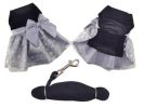 Black Velvet Dog Dress with Gray Snowflake Skirt