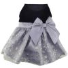 Black Velvet Dog Dress with Gray Snowflake Skirt