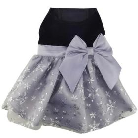 Black Velvet Dog Dress with Gray Snowflake Skirt (Option: Small)