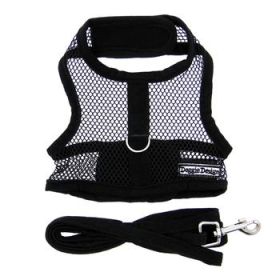 Cool Mesh Dog Harness with Leash - Solid Black (Option: Small)
