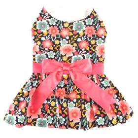 Blooming Blue and Peach Floral Dog Dress (Option: X-Small)