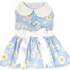 Blue Daisy Dog Dress with Matching Leash