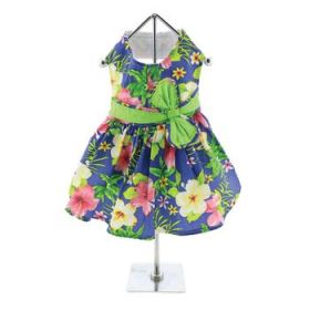 Blue Lagoon Hawaiian Hibiscus Dog Dress with Matching Leash (Option: X-Large)
