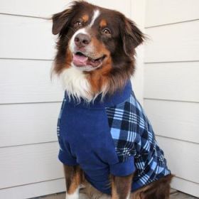Highline Fleece Dog Coat - Blue Plaid (Option: Size 18)