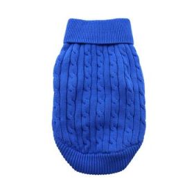 Combed Cotton Cable Knit Dog Sweater - Riverside Blue (Option: X-Small)