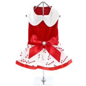 Holiday Dog Harness Dress - Candy Canes (Option: Small)