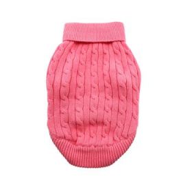 Combed Cotton Cable Knit Dog Sweater - Candy Pink (Option: 3X-Large)
