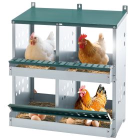 4 Compartment Chicken Nesting Boxes, Metal Nesting Boxes Wall Mount Chicken Egg Laying Box For Different Chicken Breeds (Option: Green)
