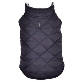 Reversible Fleece Lined Puffer Dog Coat - Black and White Plaid (Option: Large)