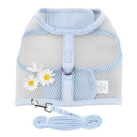 Cool Mesh Dog Harness with Leash - Blue Daisy (Option: Large)