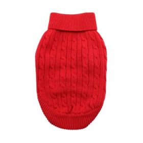 Combed Cotton Cable Knit Dog Sweater - Fiery Red (Option: X-Large)