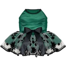 Green and Black Satin Dog Dress (Option: Large)