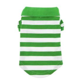 Striped Dog Polo - Greenery and White (Option: 3X-Large)
