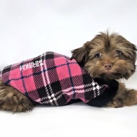 Highline Fleece Dog Coat - Pink and Black Plaid (Option: Size 12)