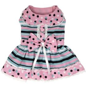 Dots & Stripes Harness Dress - Pink & Teal (Option: Medium)