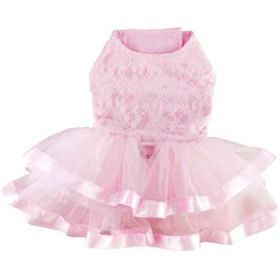 Pink Lace & Ruffles Dog Dress with Matching Leash (Option: Small)