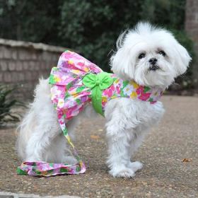 Pink Hawaiian Floral Dog Harness Dress with Matching Leash (Option: Medium)
