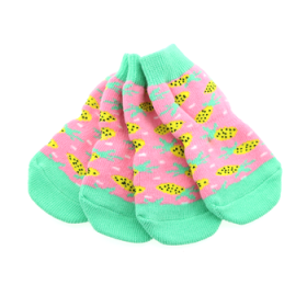 Non-Skid Dog Socks - Pink Pineapple (Option: Medium)
