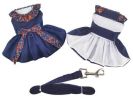 Navy Dog Dress with Plaid Ruffles