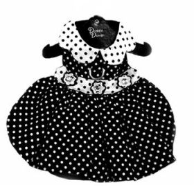 Polka Dot Dog Dress - Black and White (Option: Small)
