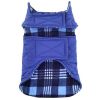 Reversible Fleece Lined Puffer Dog Coat - Blue Plaid