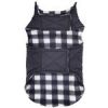 Reversible Fleece Lined Puffer Dog Coat - Black and White Plaid