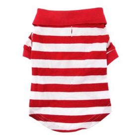 Striped Dog Polo - Flame Scarlet Red and White (Option: X-Small)