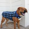 Reversible Fleece Lined Puffer Dog Coat - Blue Plaid