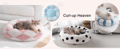 MEWOOFUN Plush Round Cat Bed For Indoor Cats - Calming Washable Pet Bed With Non-Slip Bottom, Soft Fluffy Dog Bed For Puppy & Kitten, 23 Inch Blu
