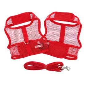 Cool Mesh Dog Harness with Leash - Solid Red (Option: Medium)