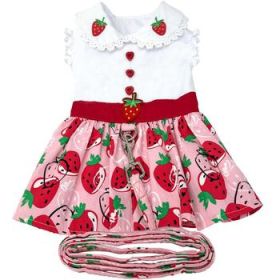 Strawberry Picnic Dog Dress with Matching Leash (Option: X-Large)